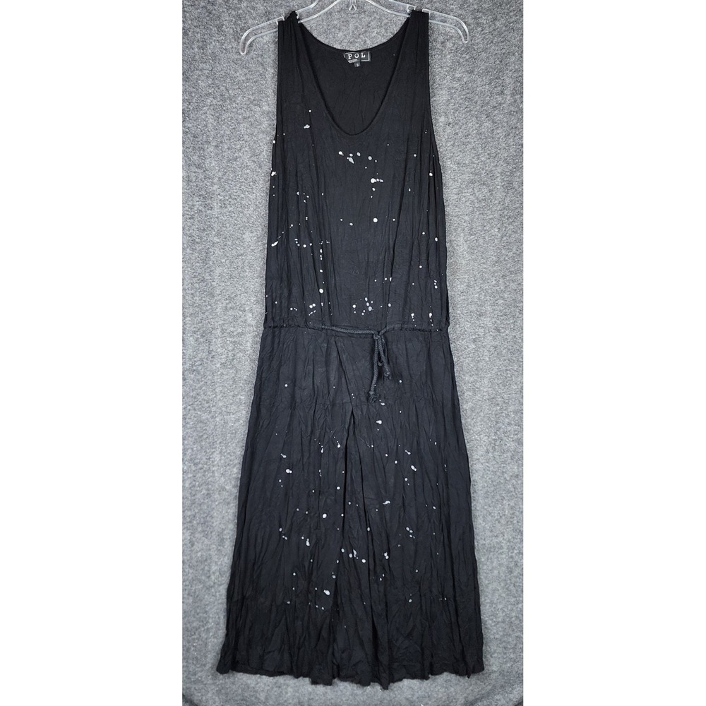 POL Dress Women S Sleeveless Paint Splatter Black EUC
